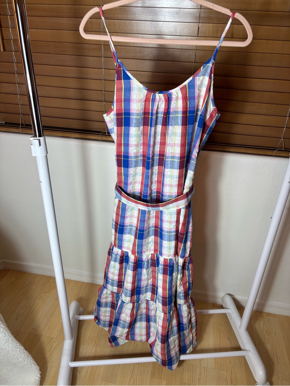 Multicolor Plaid Spaghetti Strap Midi Dress